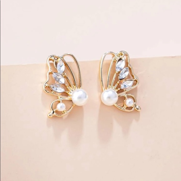 🦋 Stunning Faux Pearl Rhinestone Closed Wings 🦋 - Picture 3 of 3